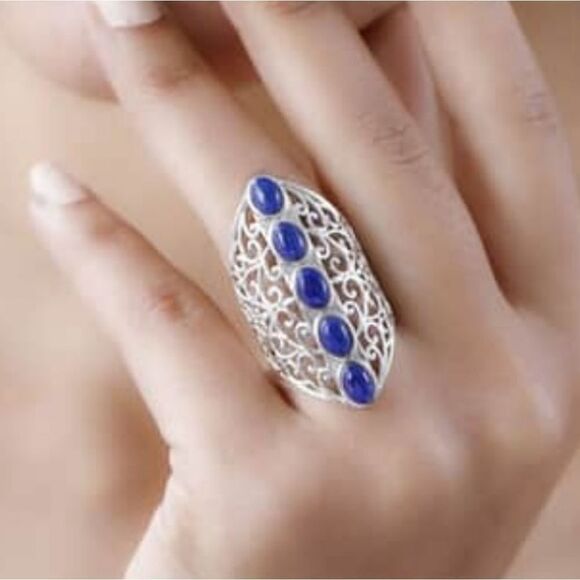 Karis Lapis Lazuli Openwork Ring - Picture 8 of 14
